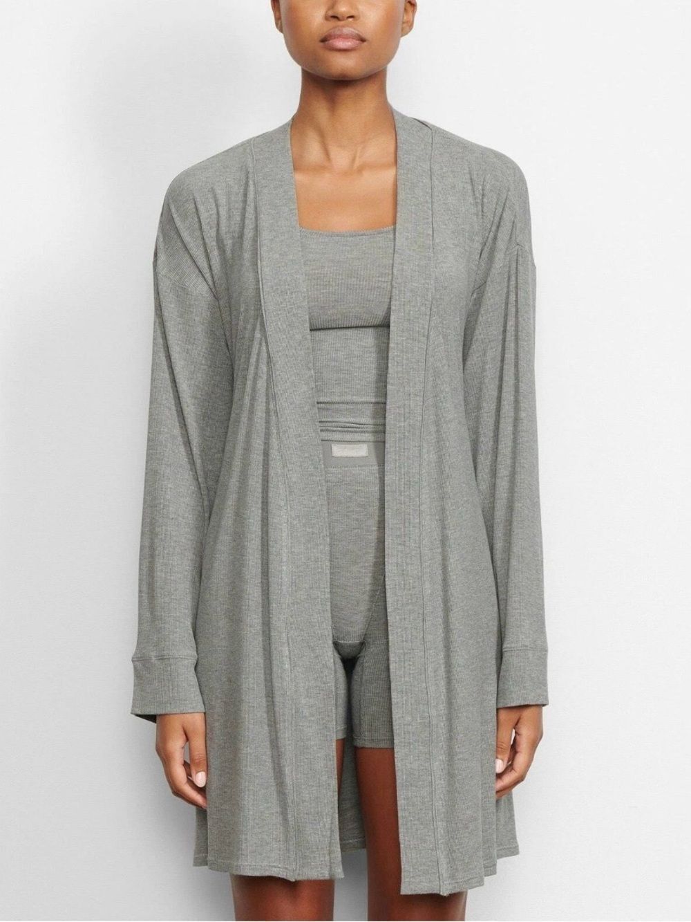 Skims Soft‎ Lounge Rib Robe Sz XL Heather Gray